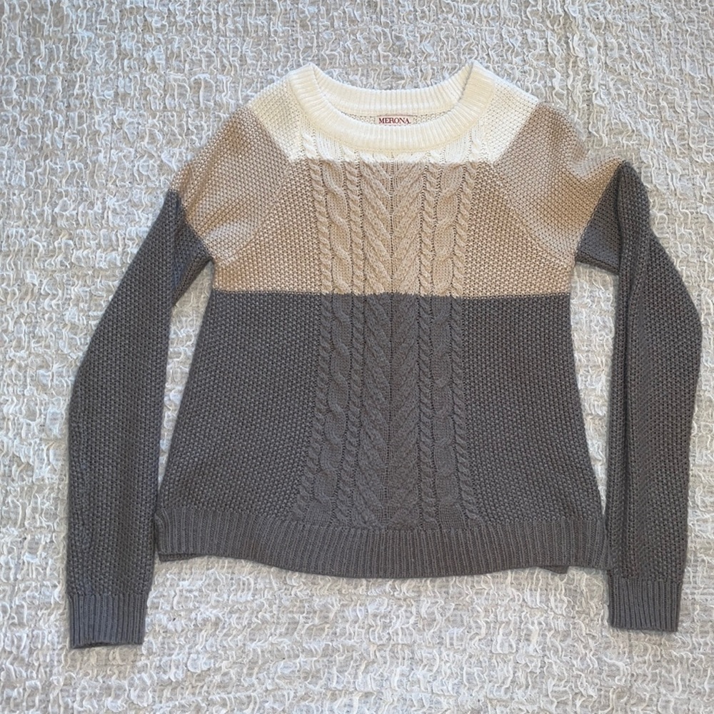 Merona XS neutral color block knit sweater